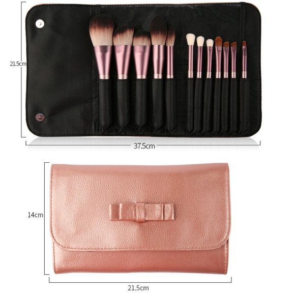 Premium Synthetic Hair 12 Piece Makeup Brush Set With Case - Picture 13 of 14